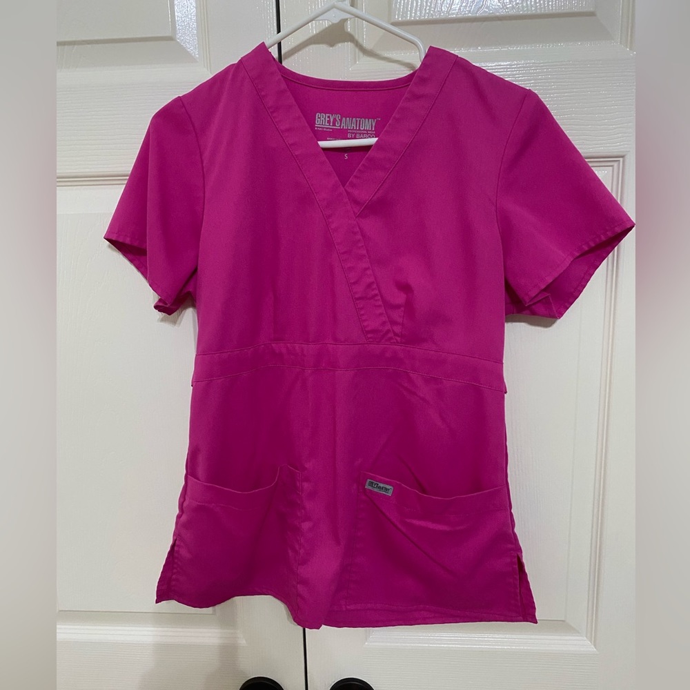 Bright pink Grey’s Anatomy scrub top
